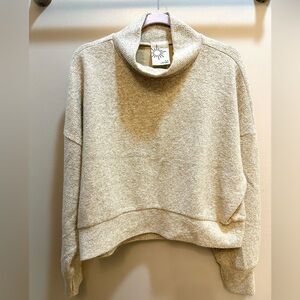 Offline By Aerie Snowday Mock Neck Marbeled Beige Size M with Thumbholes
